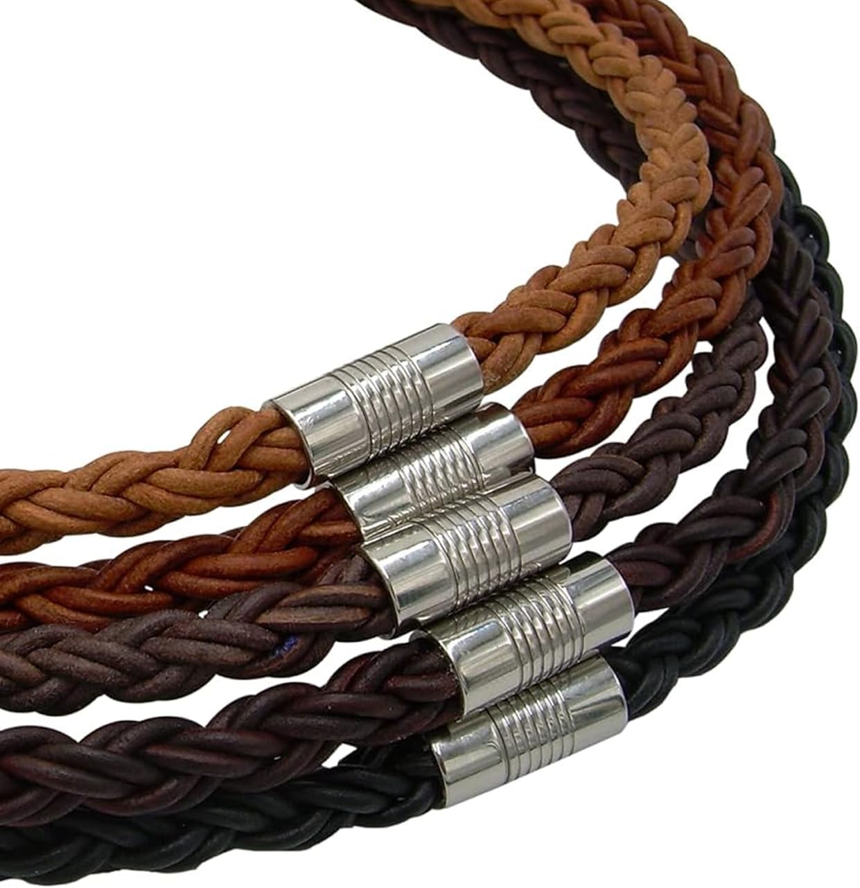 Handmade Thick Braided Genuine Leather Necklace with Secure Clasp – Chain for men and women - leather necklace cord Available in 16, 18, 20, 22 Inches & Custom Size