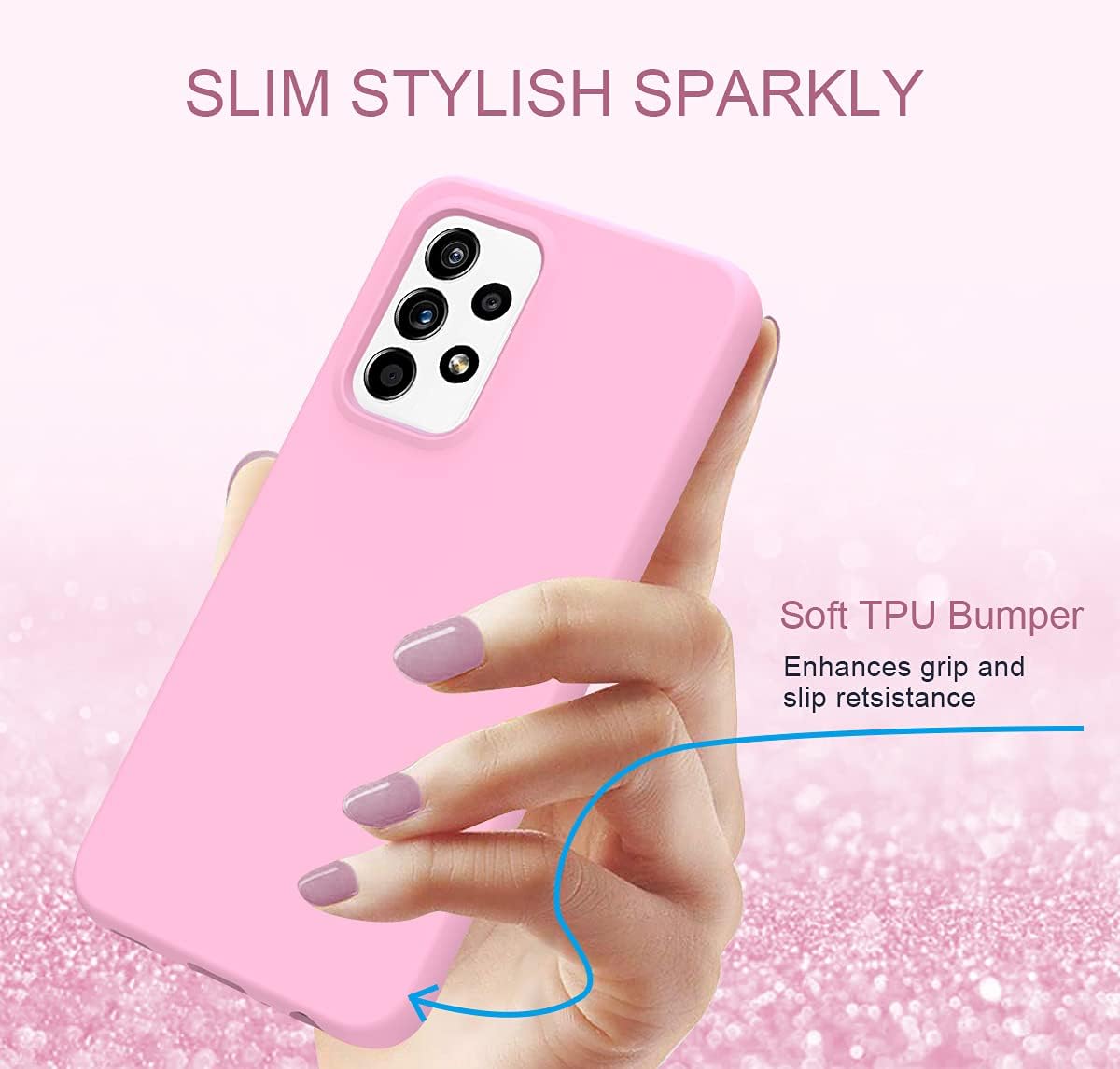 PULEN for Samsung Galaxy A52 Case with Built-in Screen Protector,Rugged PC Front Cover+Soft Liquid Silicone Non-Slip Back Cover Shockproof Full-Body Protective Case for Samsung A52 4G/5G (Pink)