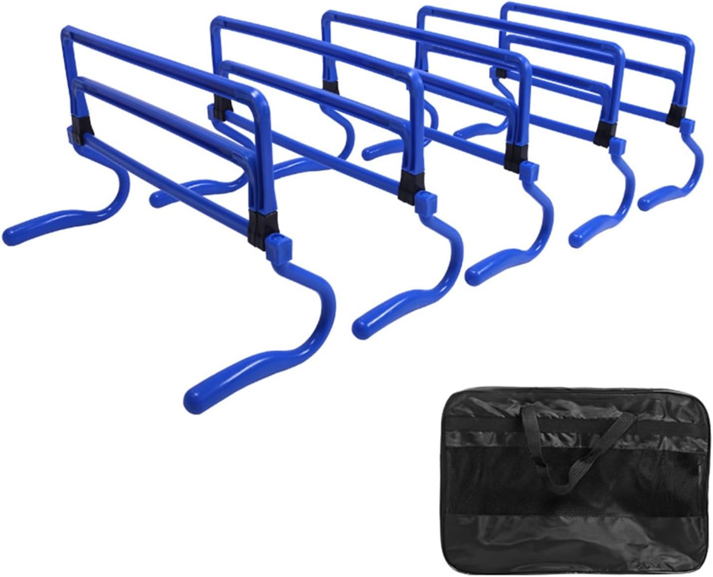 Collapsible Hurdle Set of 5,Multi-Sports Equipment,Lightweight Speed Agility Practice Hurdles,Fitness Agility Set with Carry Bag(Bule)