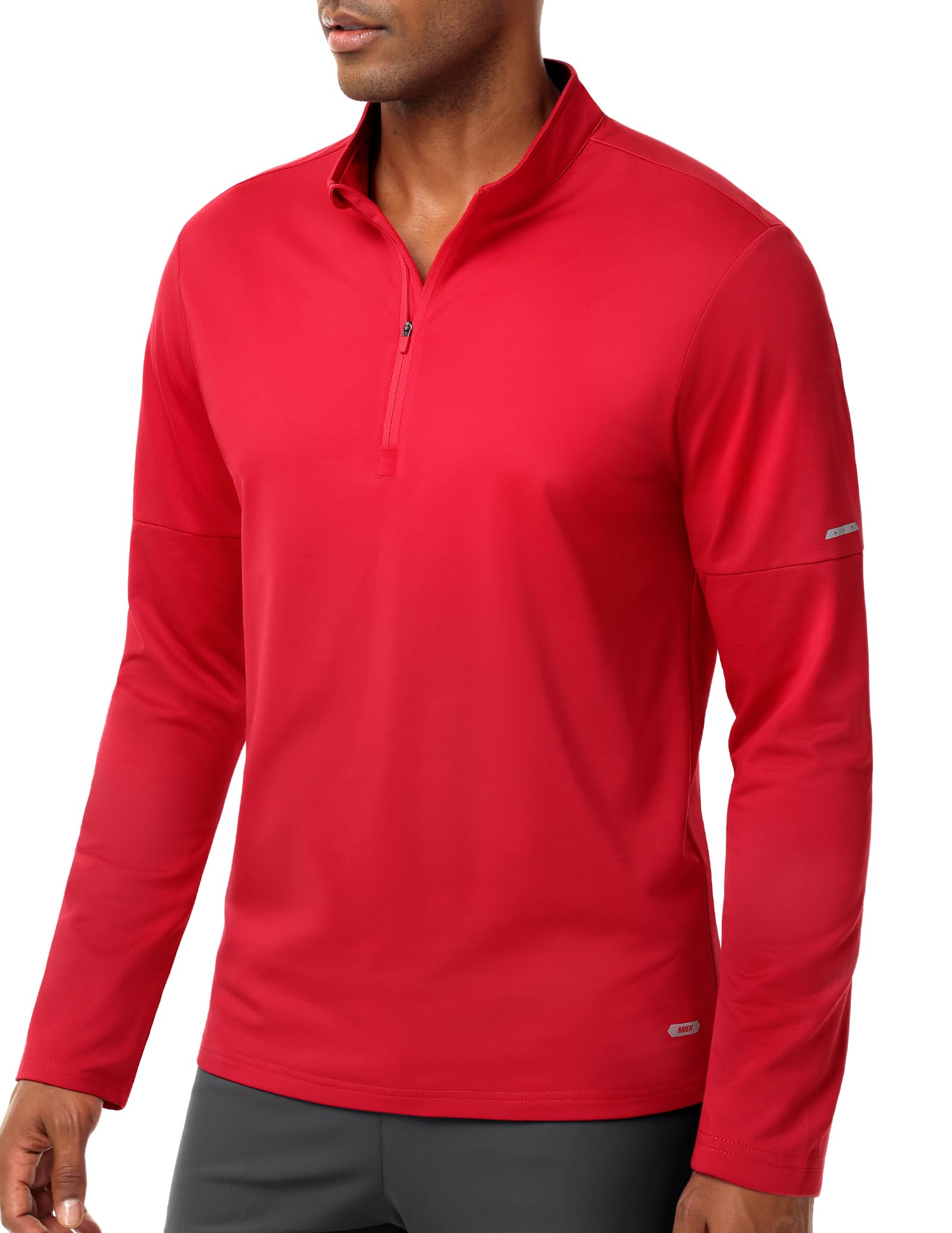 MIER Golf Quarter Zip Pullover for Men Dry Fit Long Sleeve Fleece Lined T-Shirts for Running Athletic Workout Gym, Midweight