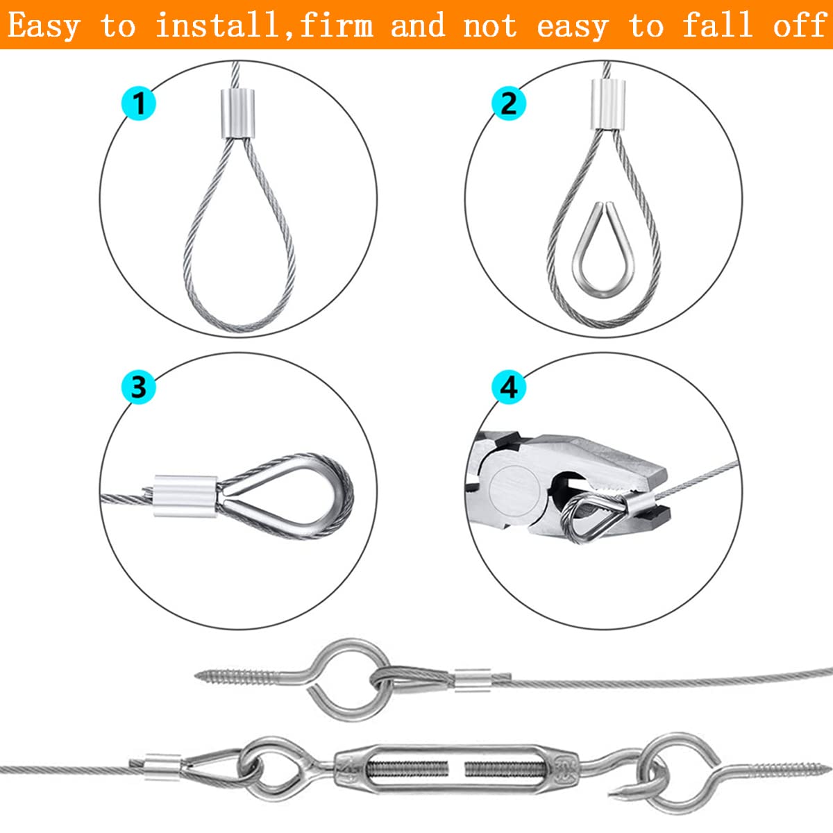 Kit Câble Métallique 15m Acier Inoxydable 304 2mm - Corde Robuste Antirouille Pour Tente, Linge, Lustre Extérieur