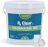Vista 1 de Rx Clear Tabletas de cloro de 1 pulgada 5 libras Usar tabletas como bactericida, algicida y desinfectante en piscinas Estabilizadas, de larga