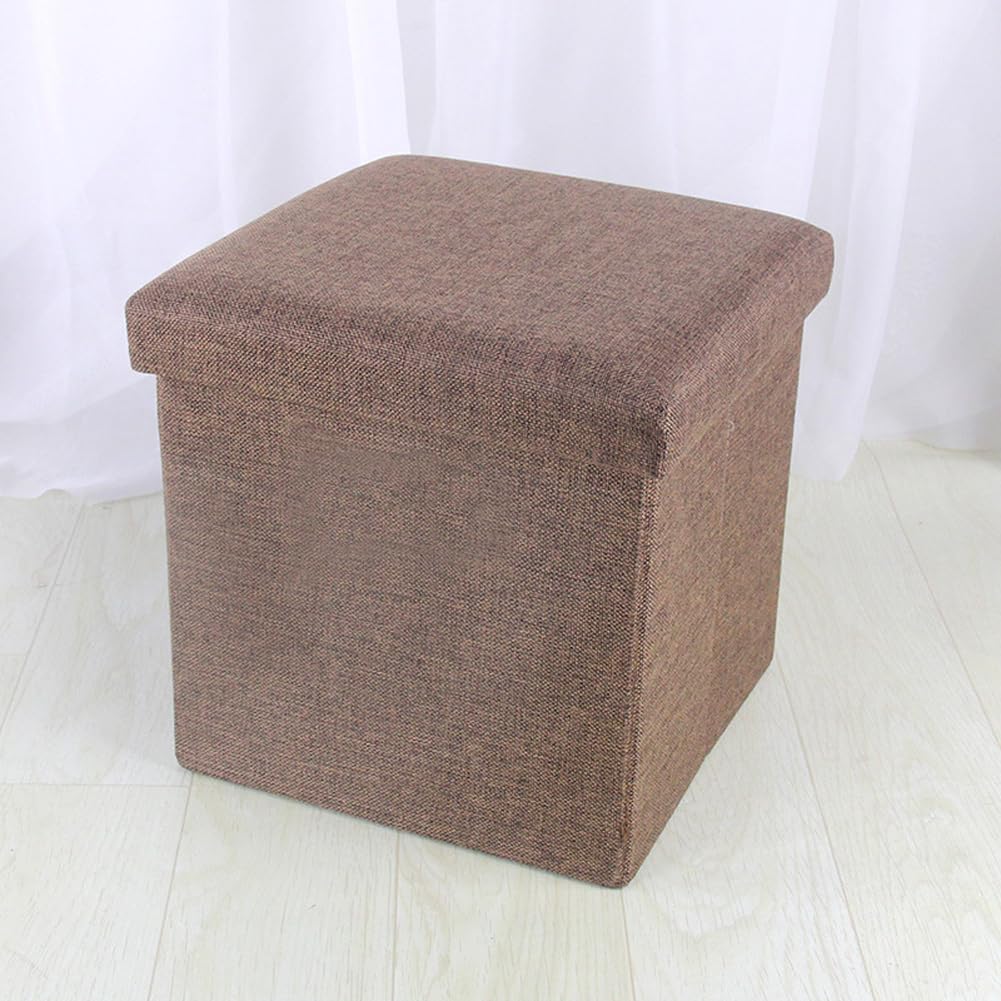 Pouf de rangement pliable café 38x38cm coffre à jouets salon
