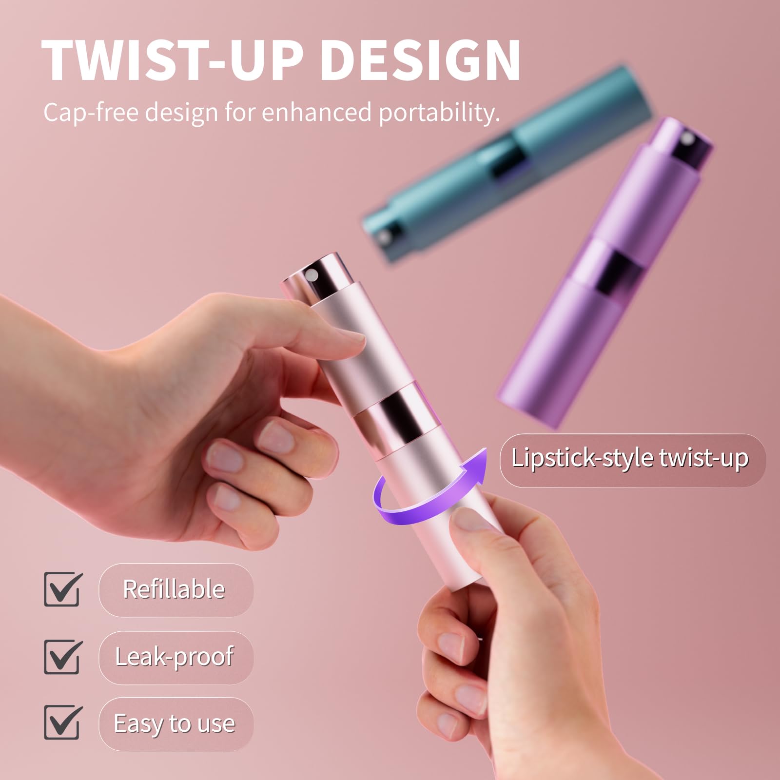 8ml Travel Perfume Atomizer Bottles Refillable – Mini Perfume Spray Bottles with Leak-Proof Design, Refillable Cologne Atomizer for Travel, Purse, Pocket(Blue,Purple,Pink): Blue+Purple+Pink