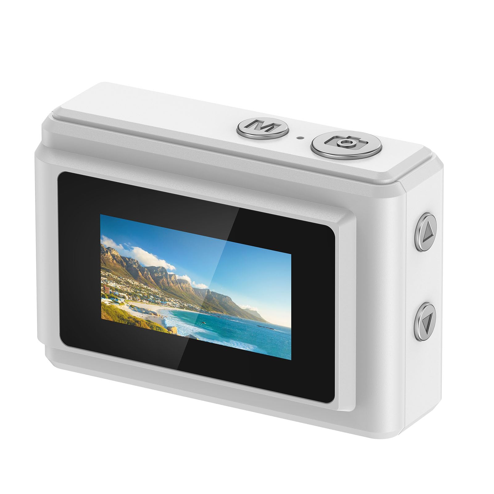 Fotocamera Portachiavi Mini, Micro Fotocamera Compatta HD 1080p con Visualizzazione LED, 6 Filtri e Luce per Registrazione, Videocamera Portatile per Studio (Bianco)