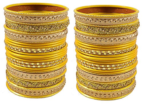 Image of NMII Non-Precious Metal with Base Metal Spreads with Zari Glossy Finished Premium Traditional Bridal Chuda Bangle set for Women and Girls