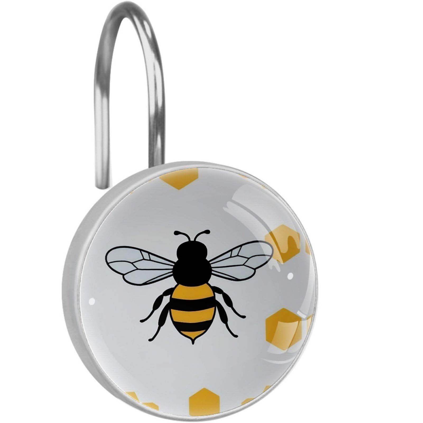 VAPOKF Decorative Shower Curtain Hook, Cartoon Bee Rustproof Stainless Steel Shower Curtain Hook for Bathroom, Shower Curtain Hangers for Shower Rod