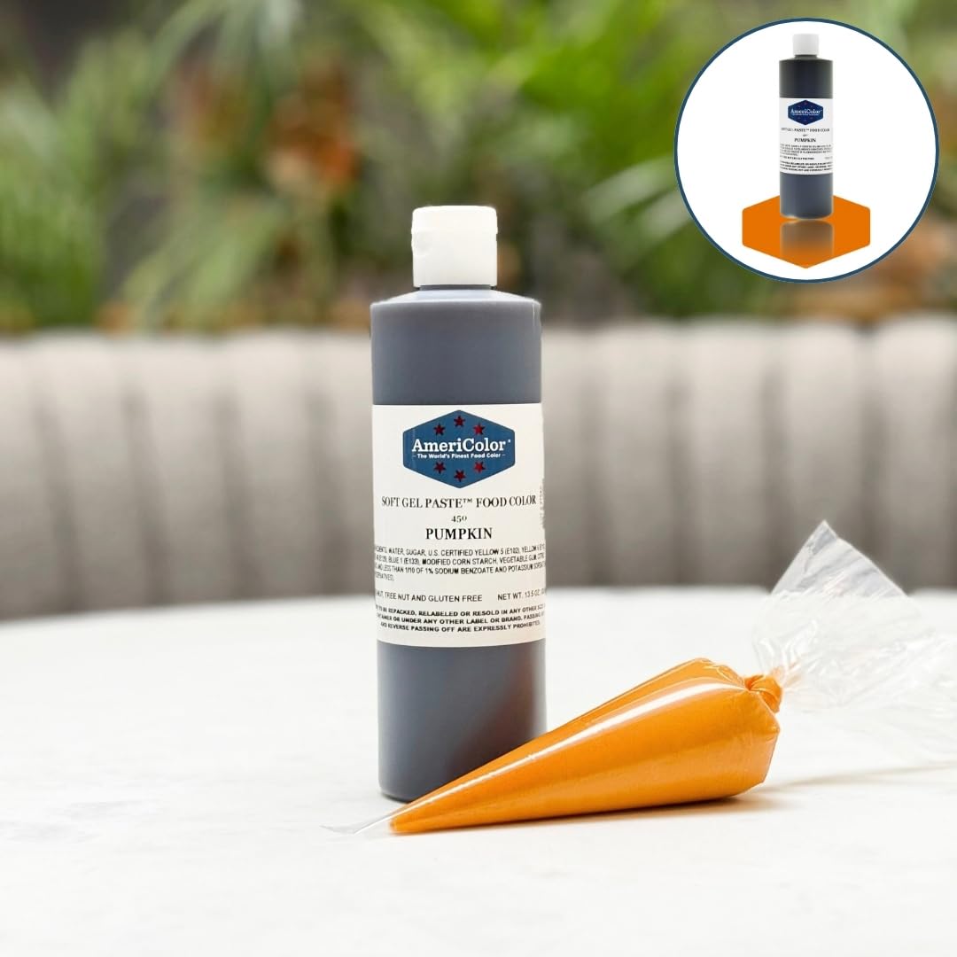 AmeriColor, Pumpkin, 13.5 Ounce Bottle, Soft Gel Paste Food Color