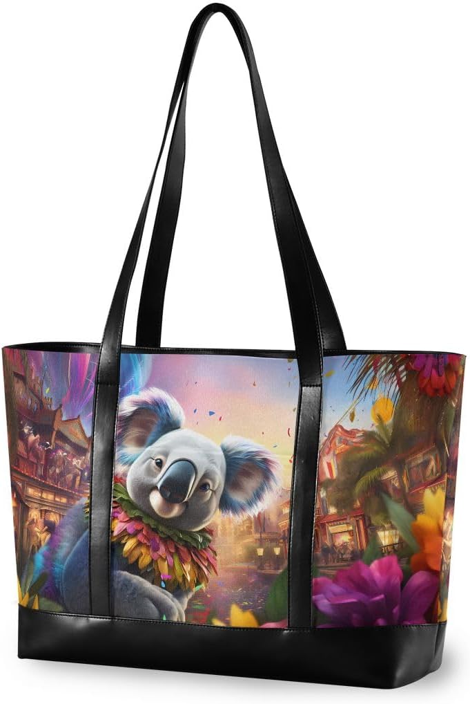 Koala Funny Laptop Tote Bag for Women 15.6 inch Laptop Organizer Bag Work Purse Shoulder Bag Lightweight