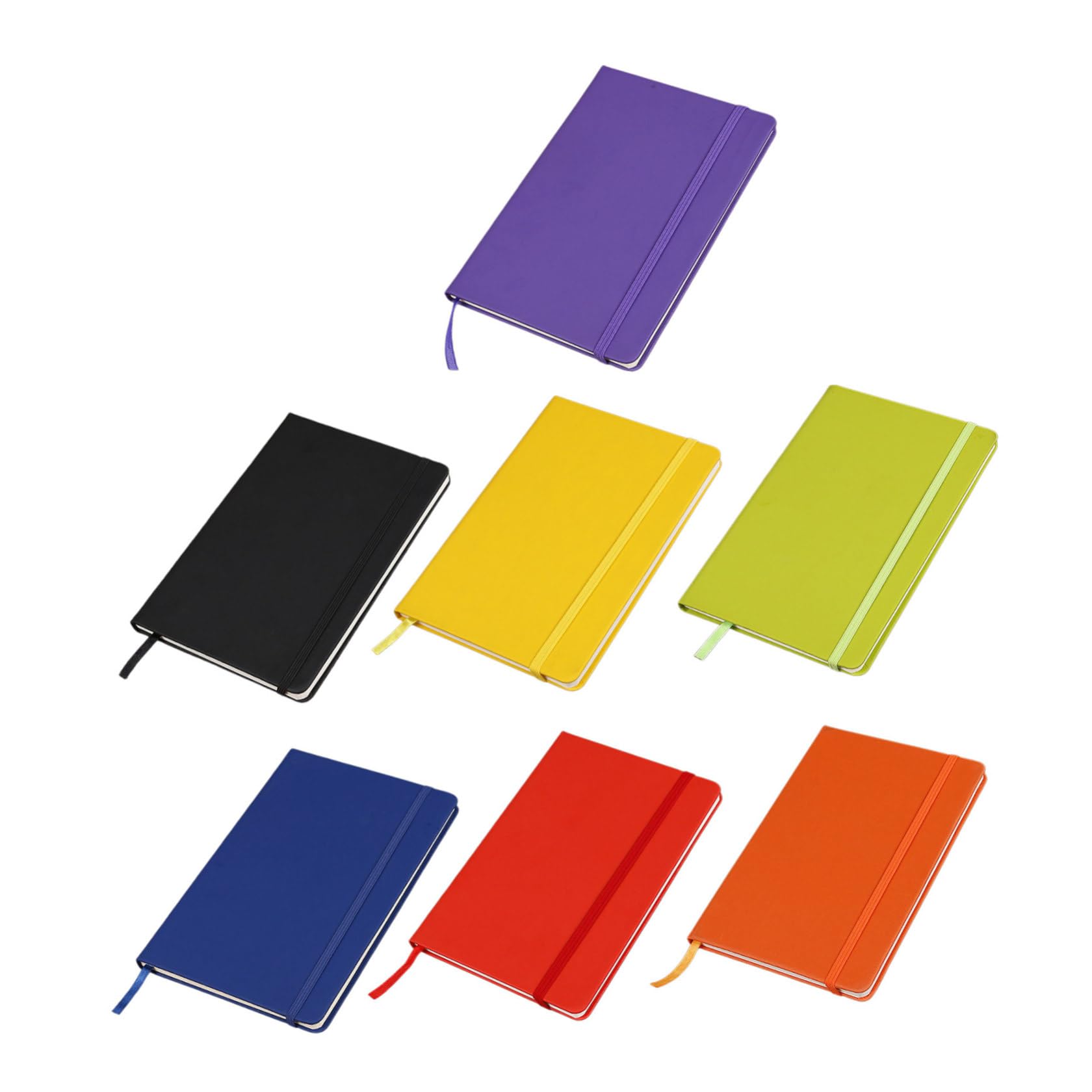 Set di 7 Taccuini A6 con Righe e Cinturino Elastico, Quaderni Portatili con Copertina Resistente per Appunti Scolastici e Ufficio
