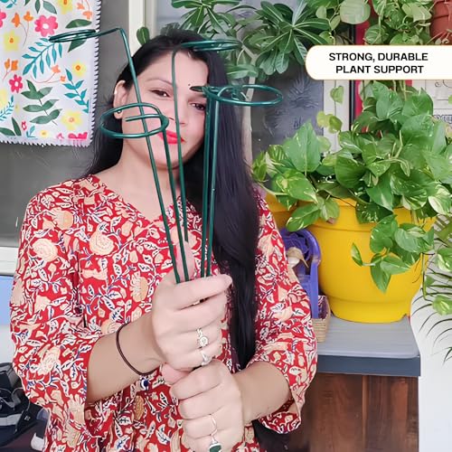 Image of Bombay Greens 18 Inches Plant Supporting Metal Garden Stake Trellis for Outdoor Plants - Set of 10