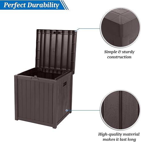 Miniatura 3 de VINGLI Caja organizadora mediana de 51 galones, caja de almacenamiento de resina para muebles o herramientas de patio, caja contenedor con cerradura