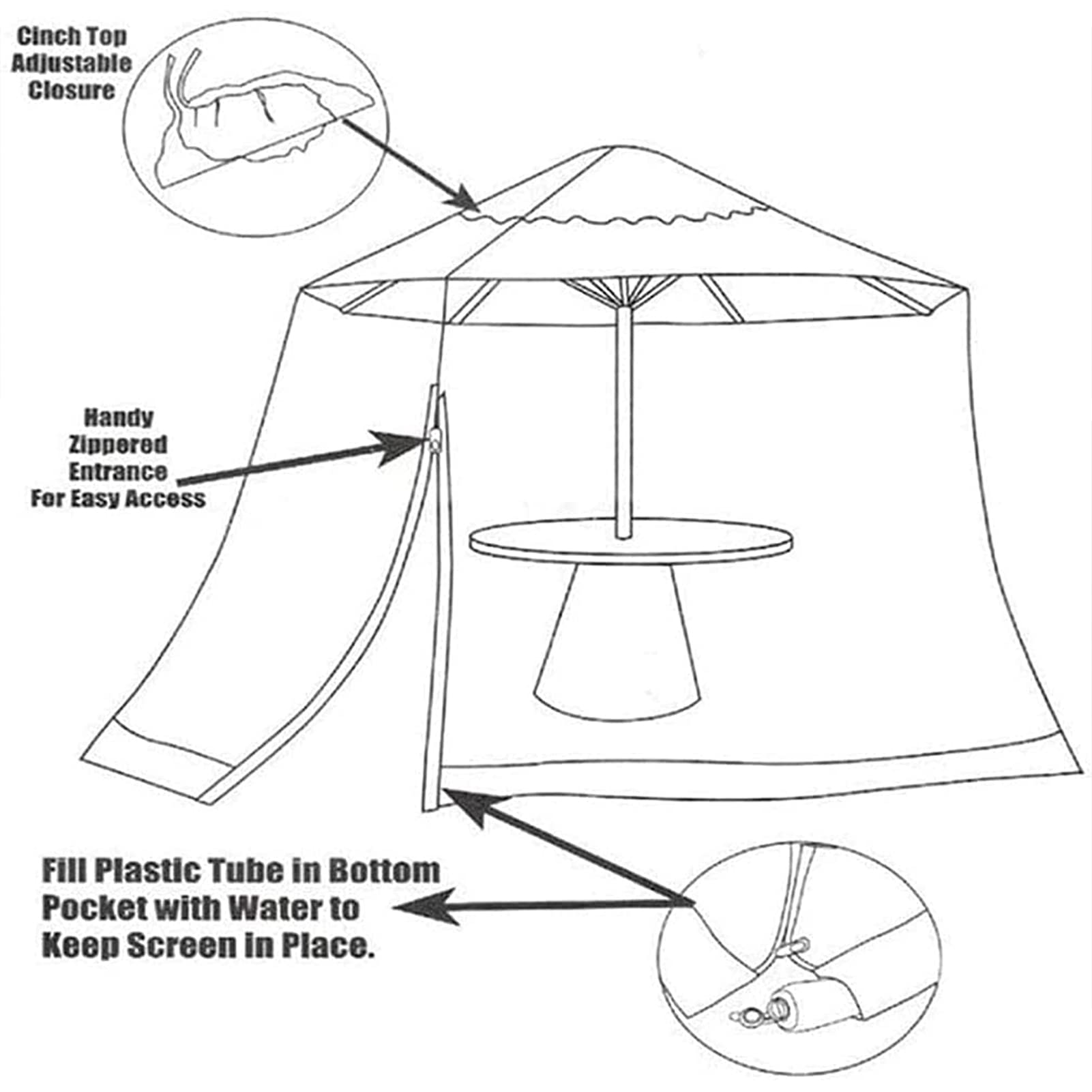 Parasol tarasowy, moskitiera, kwadratowa, 3 x 3 x 2,3 m, podwójny zamek błyskawiczny, biała altana ct ekran, idealna do ochrony na zewnątrz i komfortu