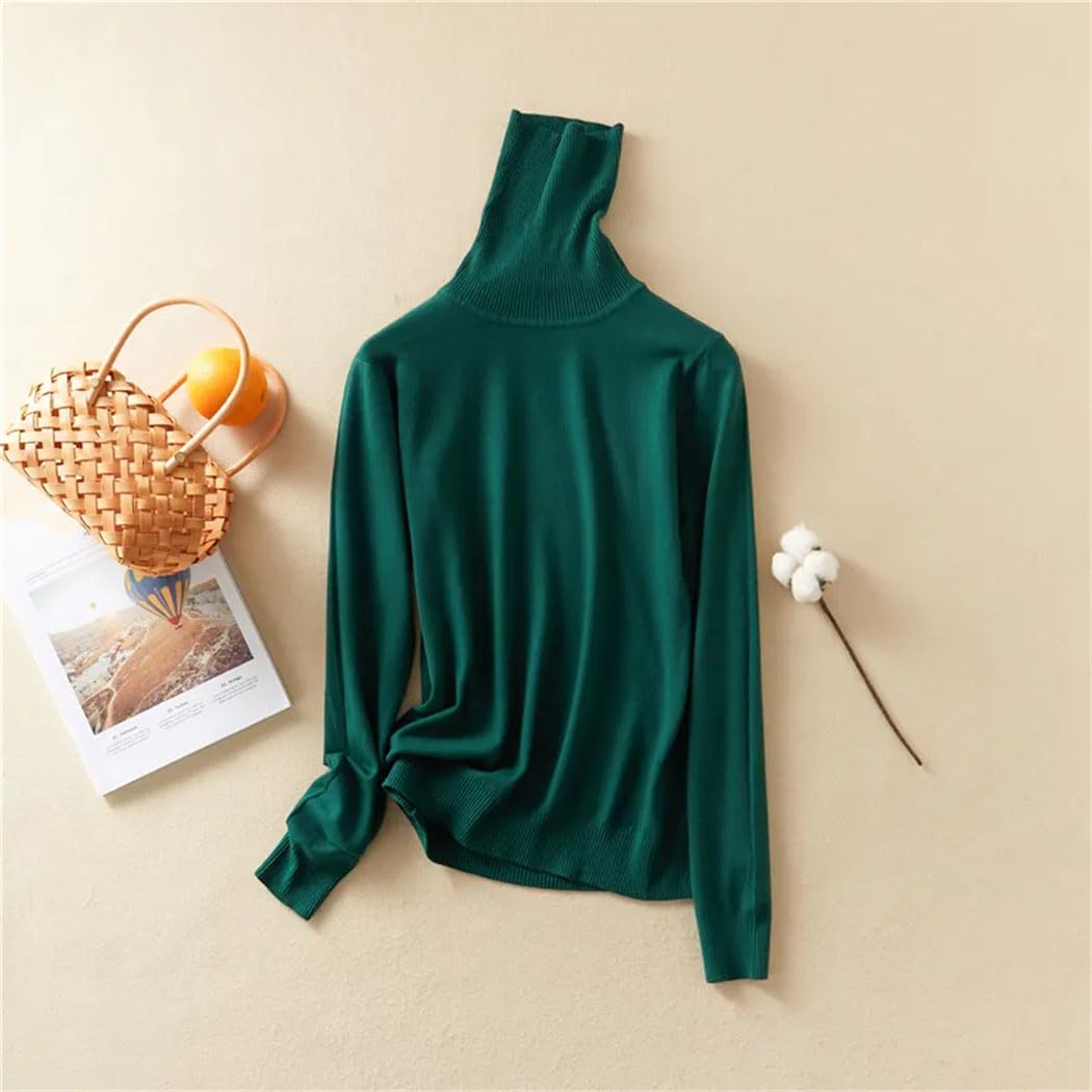 Maglione da donna oversize a maniche lunghe a collo alto autunno inverno top tinta unita maglione lavorato a maglia spessa
