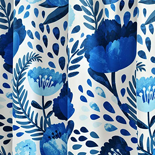 Lush Decor x 52", Blue Poppy Garden Curtains Room Darkening Window Set for Living Dining, Bedroom, 84 in L Panel Pair - Image 2
