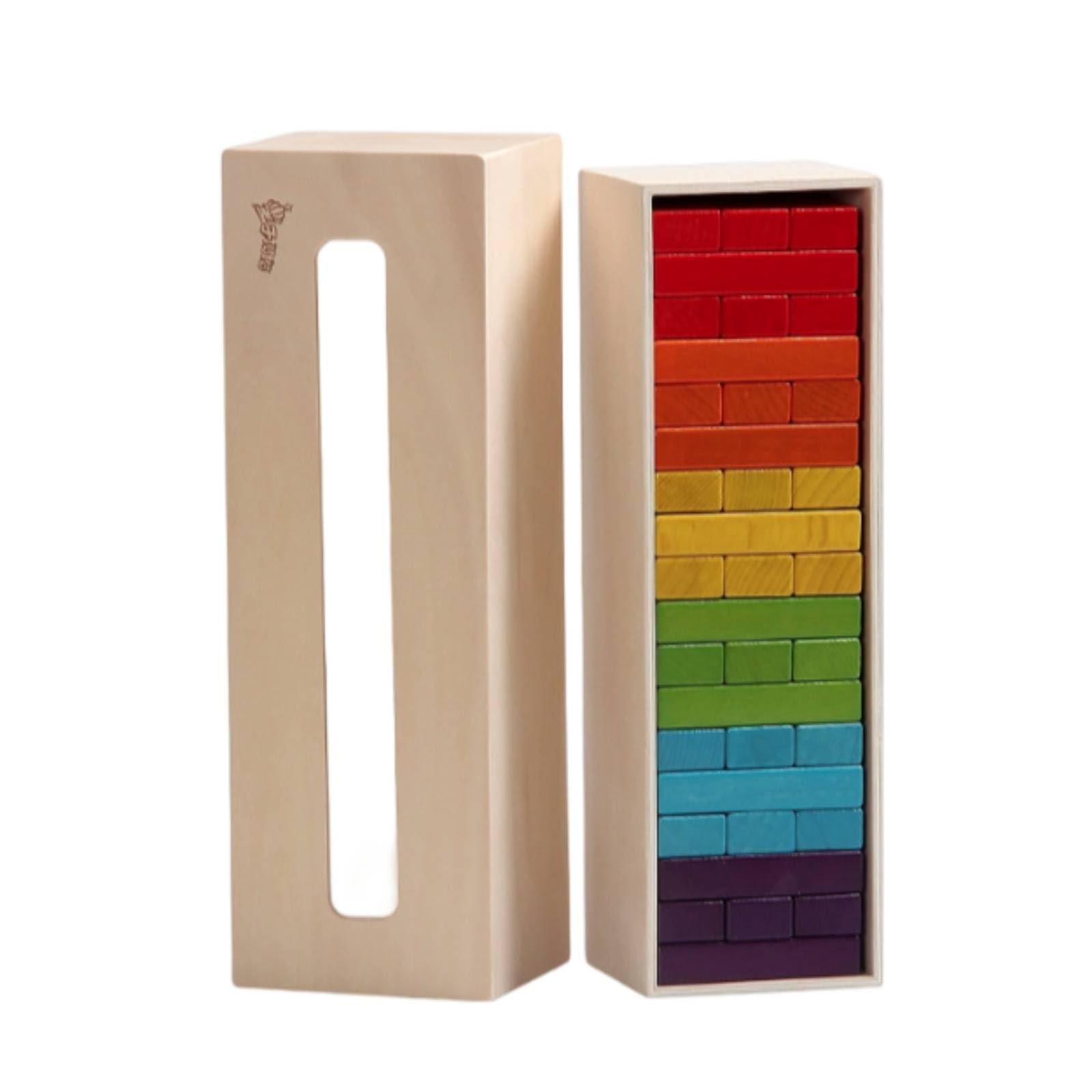 Bloques Rectangulares Apilables Creatividad Juego Bloques Madera Educativo Juguete Infantil, Array, A Todo Color, 30.5X10.5CM