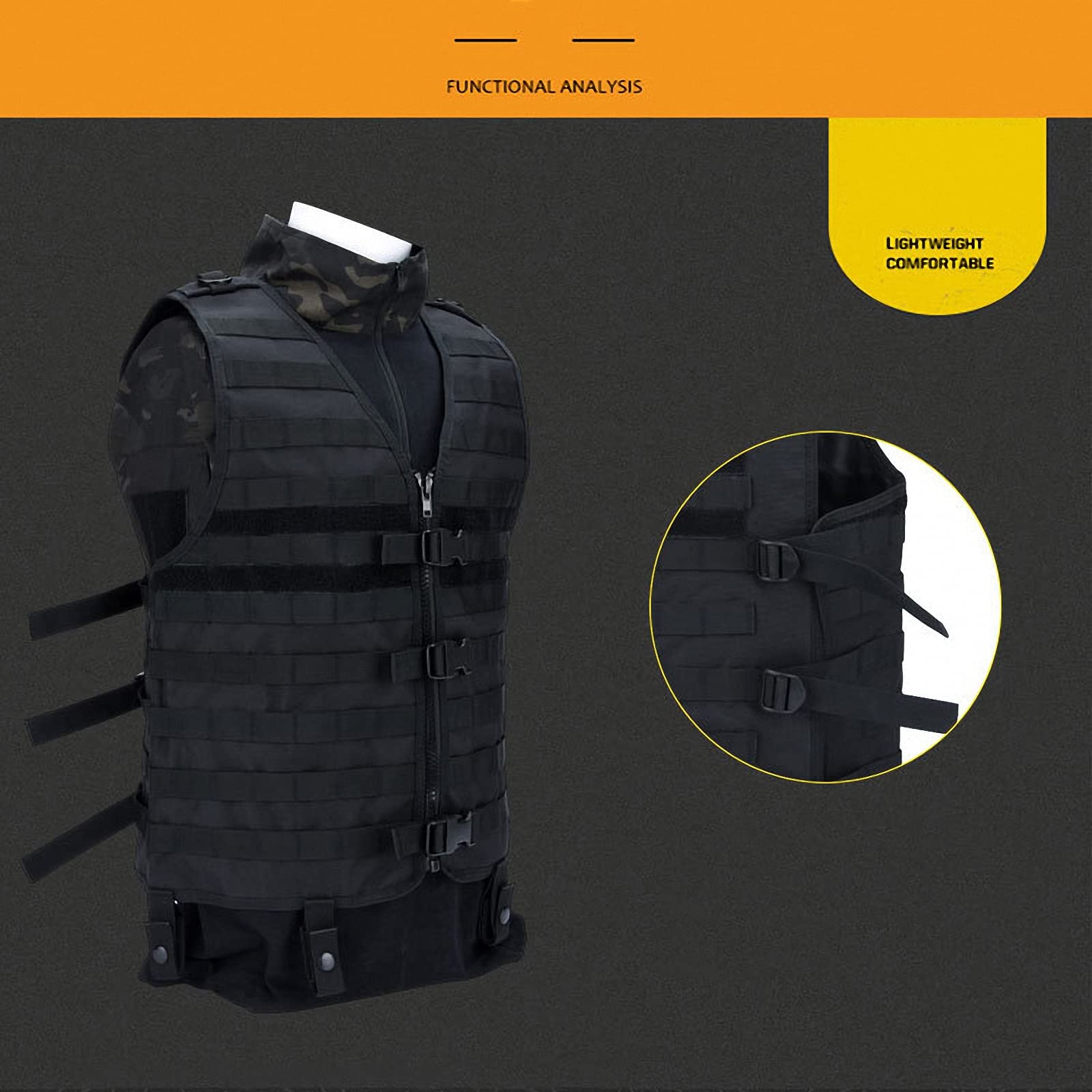 Gilet tattico Militare,platecarrier Paintball Airsoft,Pettorina Giubbotto da addestramento per Assalto da Campo all'aperto-CS Ruolo, Caccia, Pesca,Giochi di Sopravvivenza