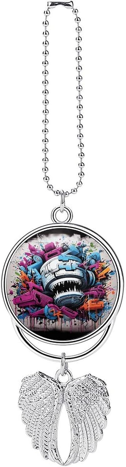 Colorful Graffiti Car Hanging Ornament Cool Zinc Car Charm and Pendant Interior Rearview Mirror Decoration Cute Truck Gifts Pendant Charm Decor for Men Women