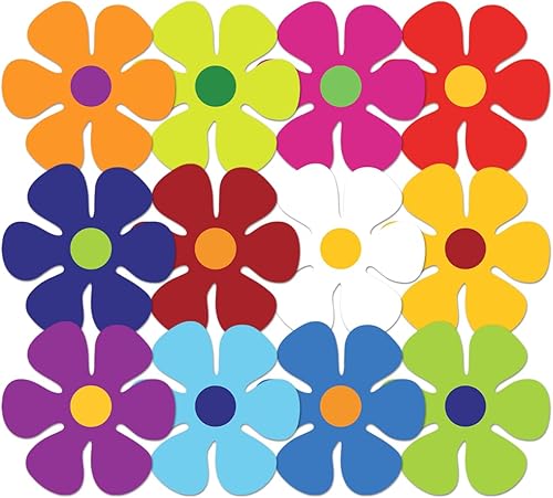 Paquete de calcomanías de flores retro, 12 calcomanías de margaritas de vinilo inspiradas en los años 70, recortes florales hippie para laptop,