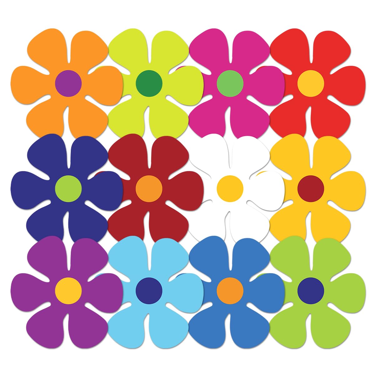 Retro Flower Stickers Pack Vinyl Daisy Decals 12Pcs 70S Inspired Hippie Floral Cutouts for Laptop Scrapbook Notebook Phone Case DIY Craft Teen Room Decor Water Bottles Car