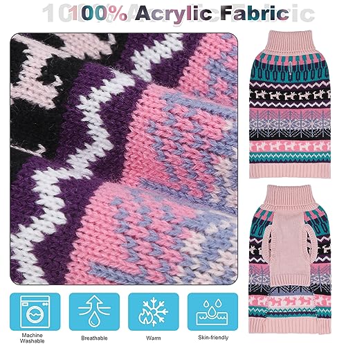 Image of Mihachi Dog Sweater - Winter Coat Apparel Clothes with Colorful Stripes for Cold Weather