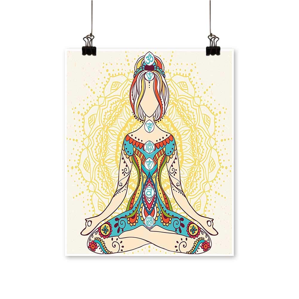 Artwork for Home DecorationsOrnate Female on Lotus Pose with Spots Points on The Body Sacred Pulses Home Decor Wall Art,24"W x 44"L/1pc(Frameless)