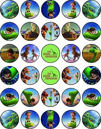 30 x Edible Cupcake Toppers Themed of The Good Dinosaur Collection of Edible Cake Decorations | Uncut Edible on Wafer Sheet