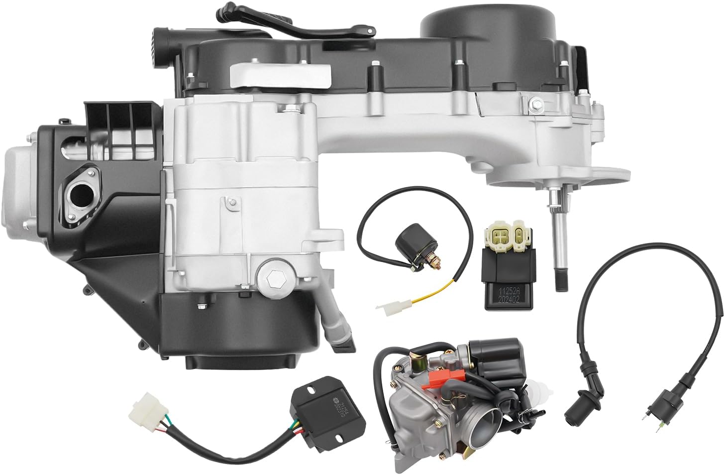 Long Case 150CC 4-Stroke GY6 Single Cylinder Complete Engine Motor, Moped Scooter Electric Engine,CVT Auto Transmission Motor GY6 Engine Parts For Go Kart, Professional Carburetor Motor