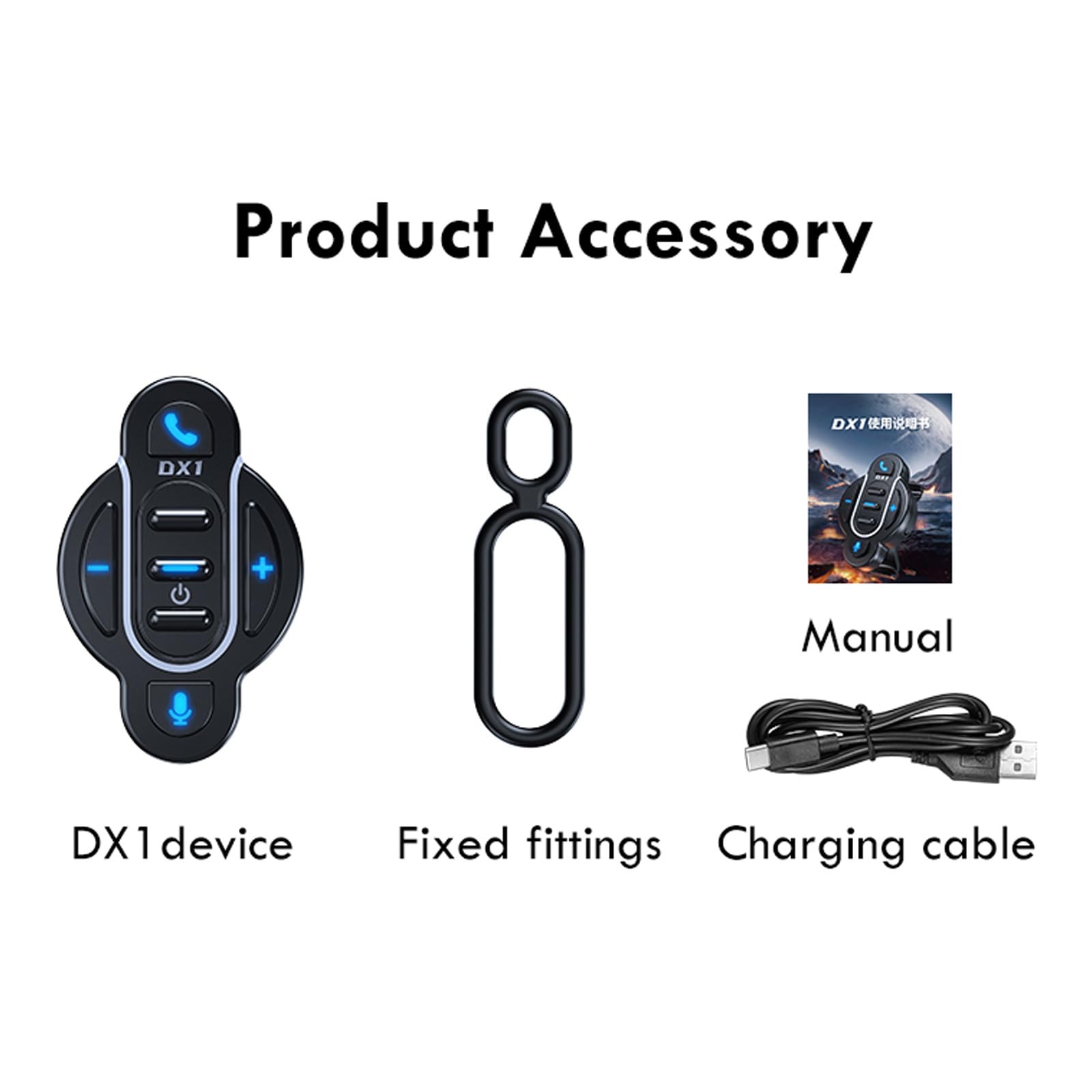 Docooler Controllore BT moto telecomando manubrio impermeabile controllore chiamata/musica assistente vocale, tasti multimediali telecomando per bicicletta elettrica moto