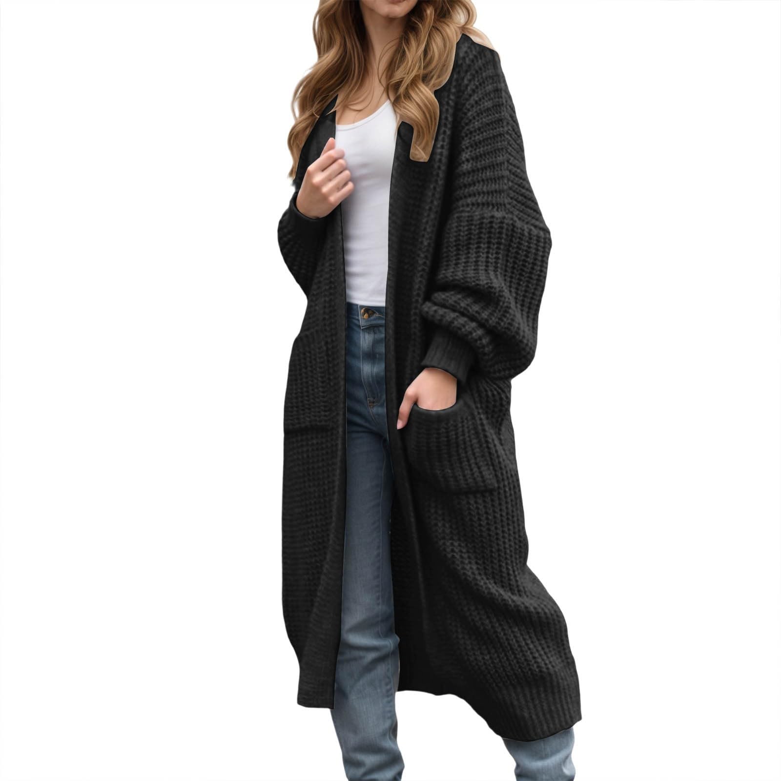 Womens Long Cardigan Sweaters Open Front Oversized Duster with Pocket for Women 2025 Fall Winter Knit Design