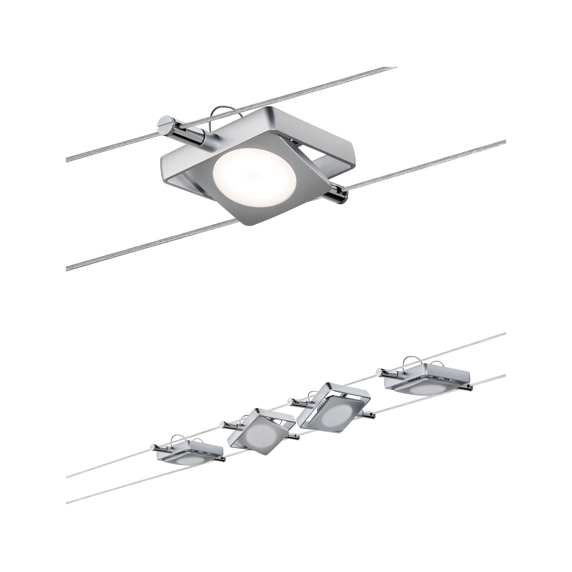Paulmann 94107 Sistema de cable MacLED Set extensible Blanco cálido 4x4W LED Cromo mate Luminaria de cable Luminaria de suspensión