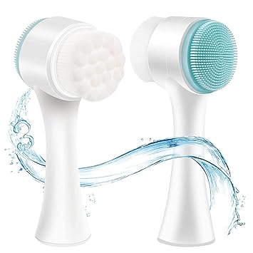Manual Facial Cleansing brush, 2-in-1 Skin Care face brush, silicone facial scrubber Manual Dual Face Wash Brush for Deep Pore Exfoliation Massaging
