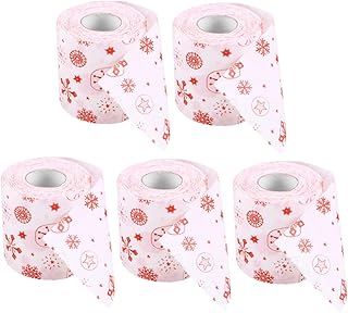 CRAFTHROU 5Pcs Meia De Natal Stuffer Papel Higiênico De Natal Tecido De Banheiro De Natal Rolo De Papel Impresso Rolo De Mesa Tecido Doily Impressão Rolo De Papel Papel