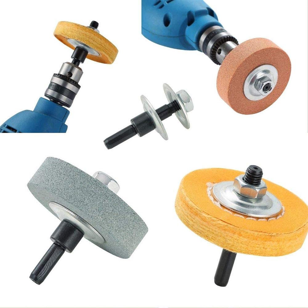 Kit de Rueda de Pulido de 3 Pulgadas, para Pulidora de Banco/Amoladora de Banco, Orificio de Rueda de Pulido de 3/8 Pulgadas, Kit de Adaptador de Eje de Taladro
