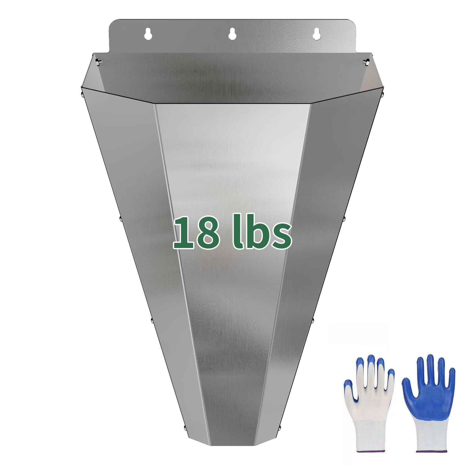 Photo 1 of LavviTech Large Chicken Cone for Butchering, Stainless Steel Kill Cone with Safety Gloves, Flat-Back Design, for Killing and Processing Chickens, Ducks, Turkeys & Poultry up to 18 lbs (Silver)