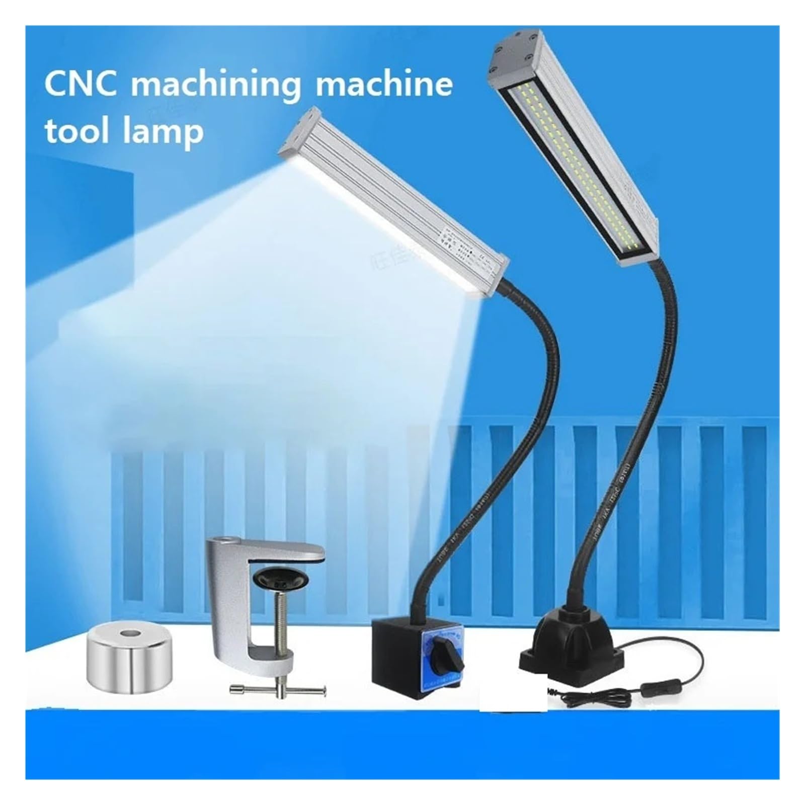 Lampy robocze do warsztatu CNC, elastyczne, długie ramię, wodoodporne, ze stopu aluminium, 400 mm, 110-220 V Wysoka jasność(Model B)