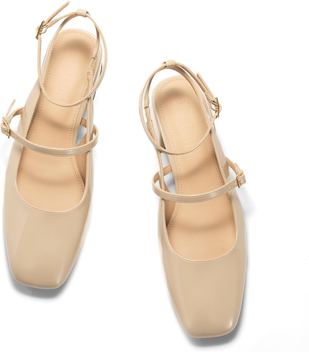 Womens Square Toe Mary Jane Pumps Chunky Low Heels Ankle Strap Slingback Wedding Party Dress Shoes - Image 5