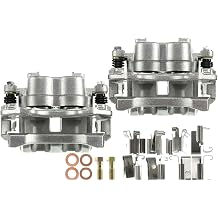 Brake Caliper 2pcs Disc Set Front Left Driver and Right Passenger Side Phenolic with Bracket for Jeep for Grand Cherokee 4.0L/4.7L 1999-2004 Uncoated Unfinished Silver Wj-Series