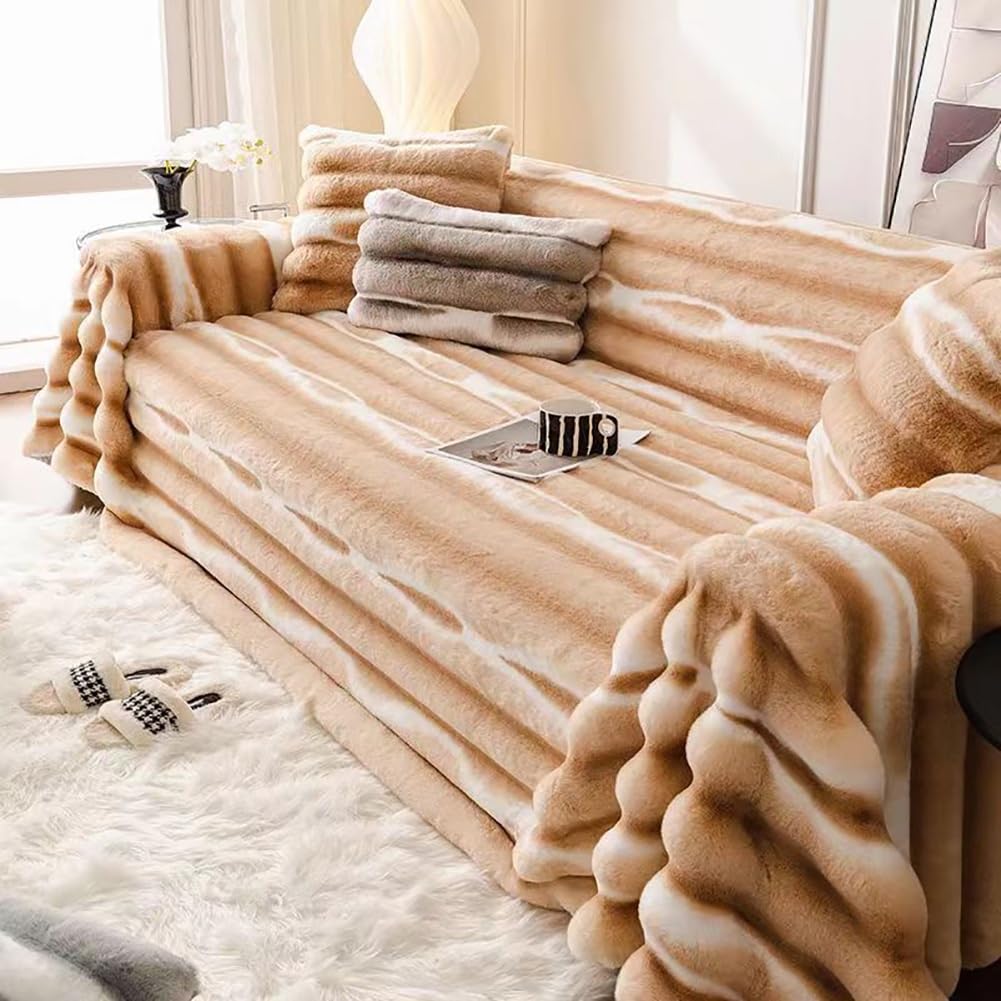 TLMQYXZE Luxurious Faux Fur Throw Blanket 180 X180cm, Soft, Warm, Cozy, Luxury, Fluffy Blankets For Couch And Bed (Color : Caramel, Size : 180x340cm)