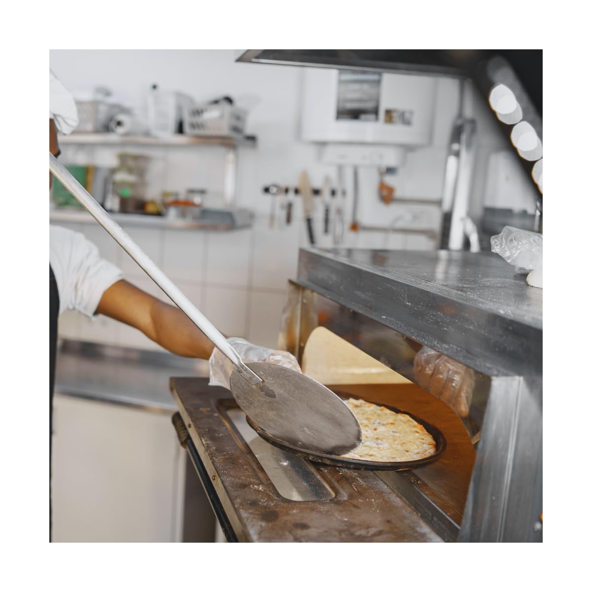 INTEC - Paletta per pizza rotonda alluminio alimentare spatola Ø36 cm manico 65-120 cm qualità professionale