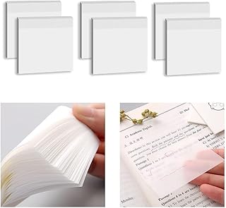 Alfresco 300 Sheets Transparent Sticky Notes, Translucent Notes, Waterproof See Through Clear Self Adhesive Removable Notes 75 x 75 mm, for Marking, Message Reminder, Student Notes, Fridge