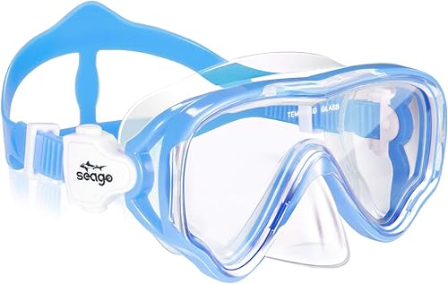 Miniatura 16 de Seago - Gafas de natación para niños, máscara de buceo para jóvenes (5-15), anti vaho, vista clara de 180° Amarillo,azul-,Verde,rosado claro en
