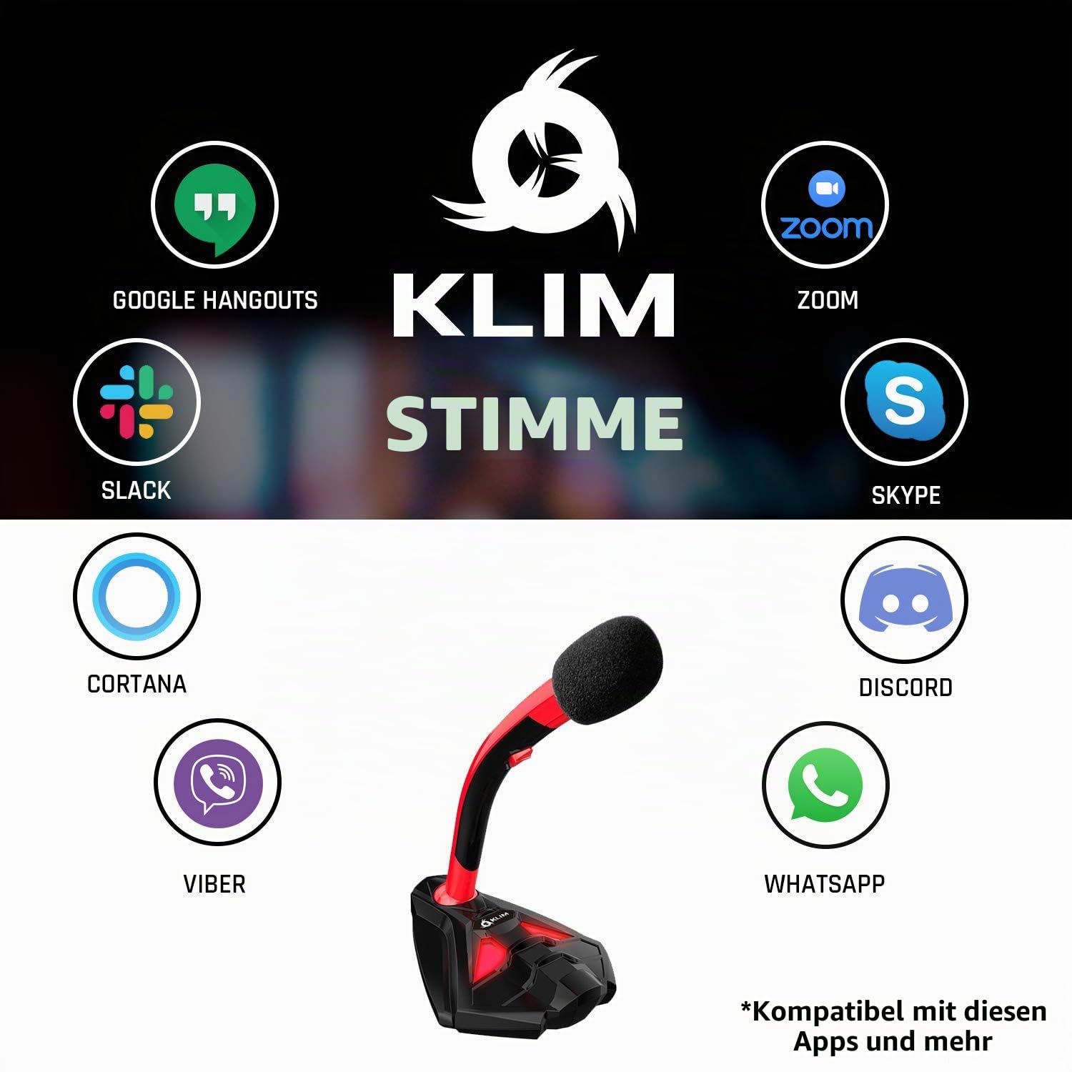 KLIM Voice Desktop USB Mikrofonstand für Laptop Computer - Gaming Mic - Mikrofon PC PS4 - Rot