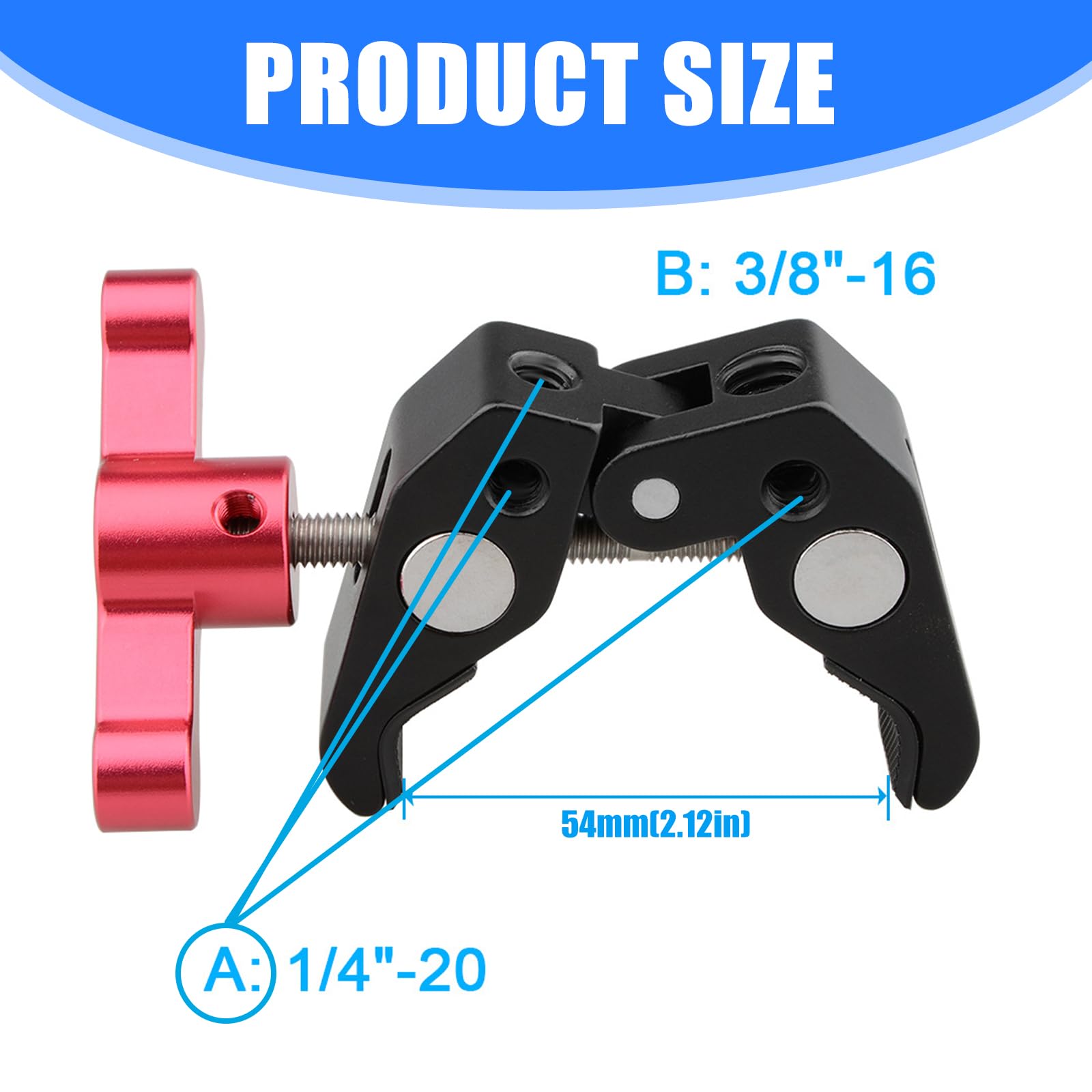 Abrazadera de aluminio con rosca de 1/10.2 cm-20 y 3/20.3 cm-16, abrazadera de clavado de aluminio para accesorios de fotografía, accesorio de equipo