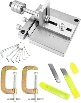 Leather Strip Cutting Machine,Heavy Duty Leather Strap Cutting Tool w/20 Cutter, 2 C-Clamps and 8 Wrenches, Max 60mm Cut Width