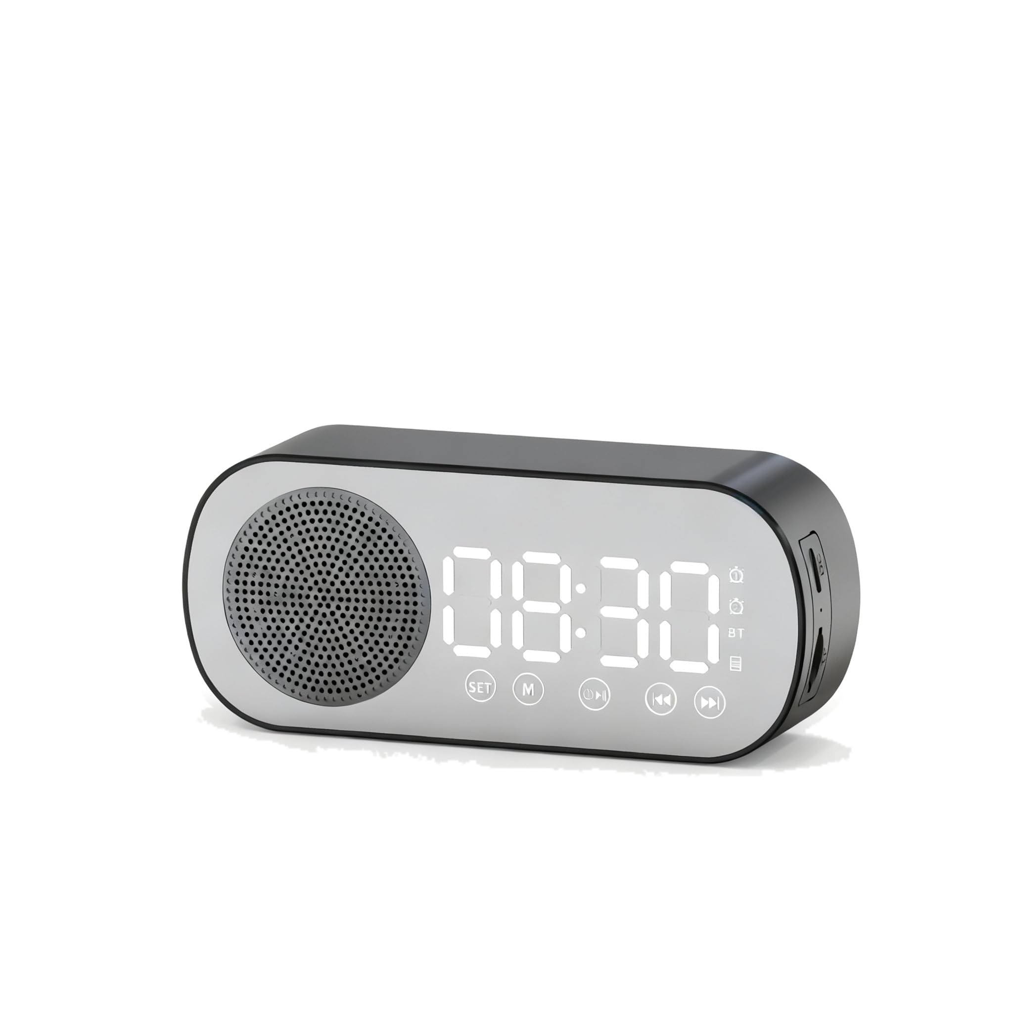 Altavoz Bluetooth Z7 con reloj despertador digital espejo LED negro 6