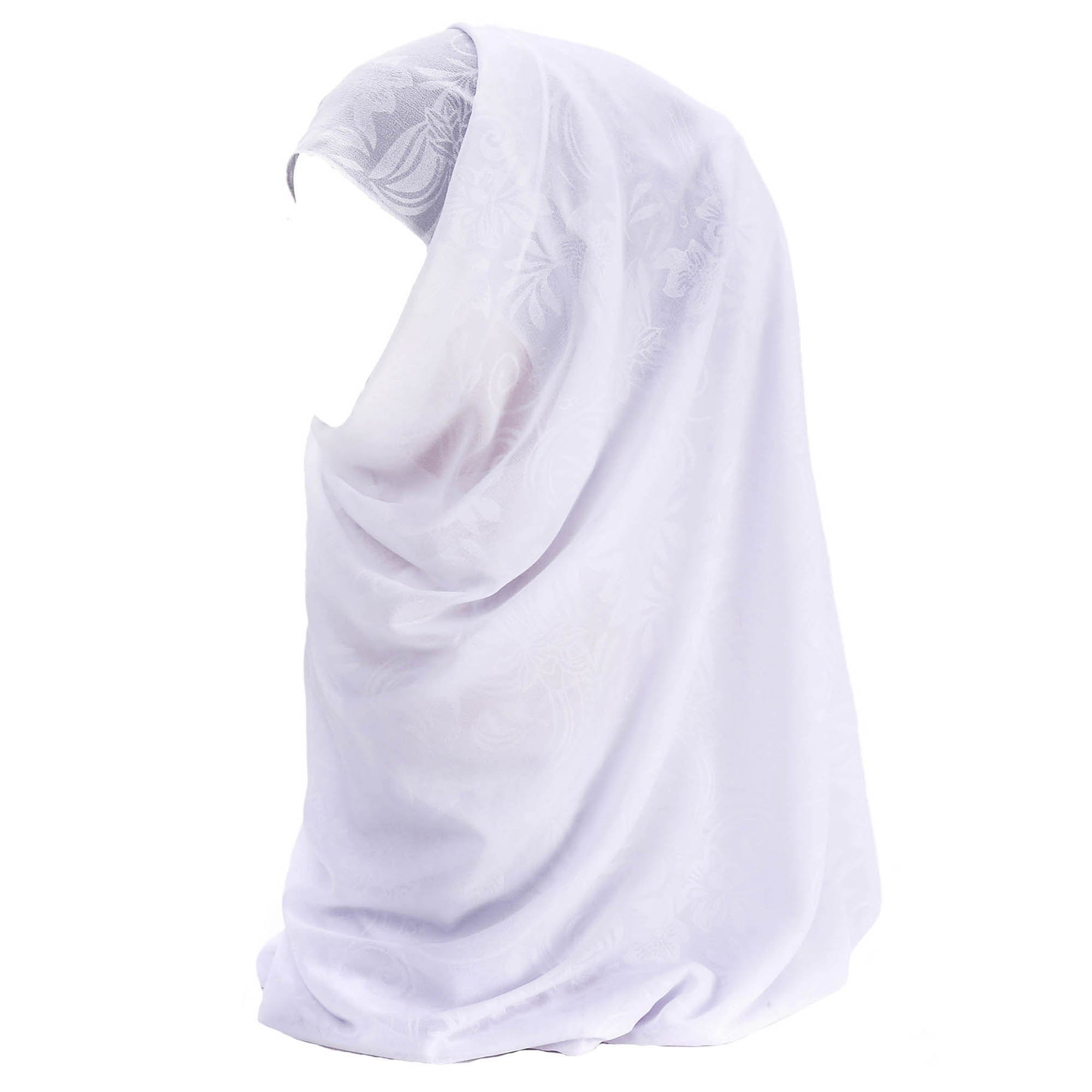 Lina & Lily Floral Print Chiffon Muslim Hijab Scarf (White)