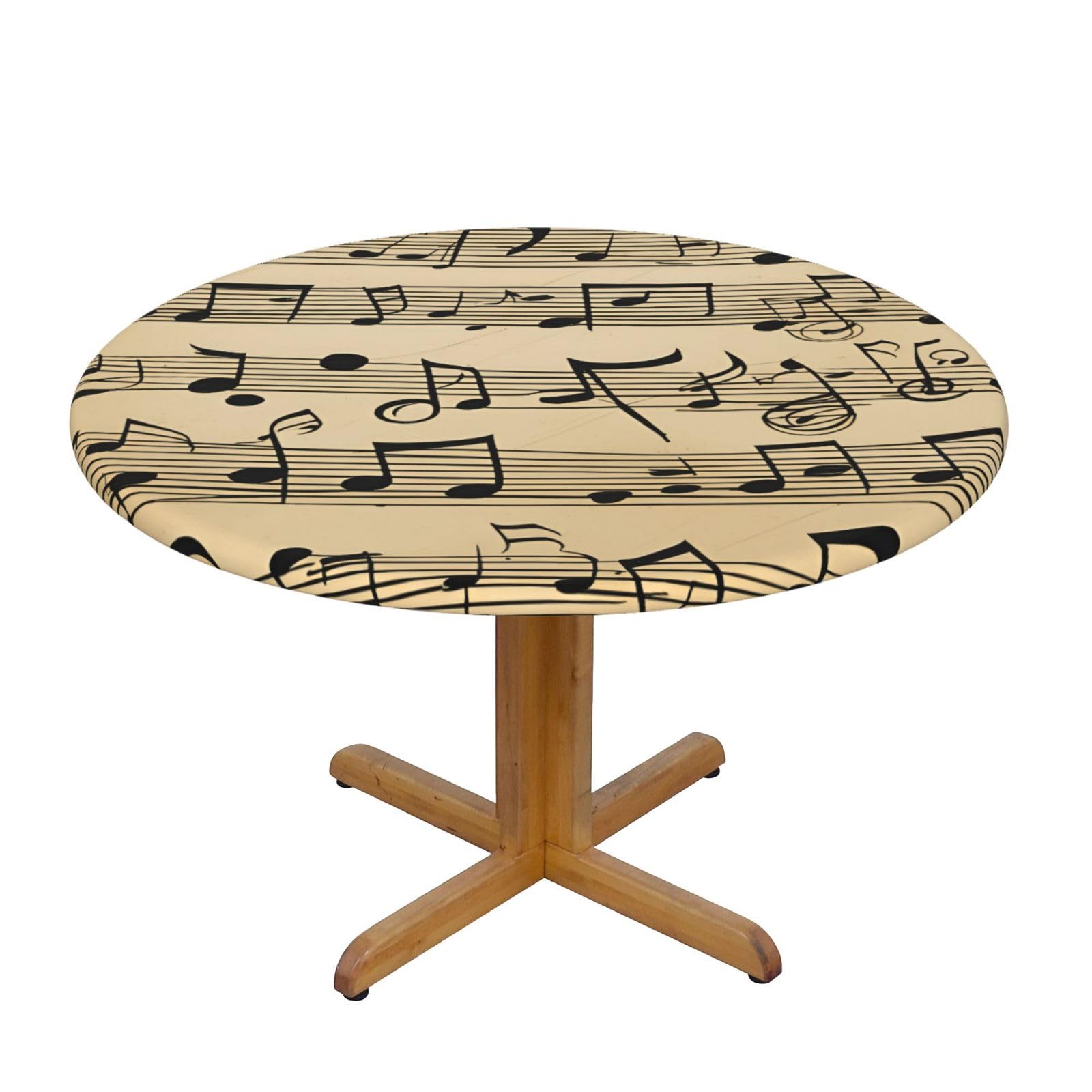 Nappe ronde imprimée au motif de notes de musique pour décoration de fête