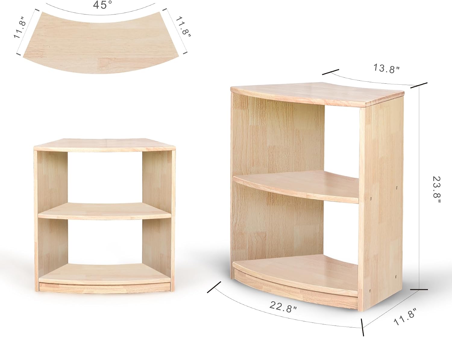 Montessori Kids 3-Tier Curved Shelf, Open-Back Toy Storage Organizer