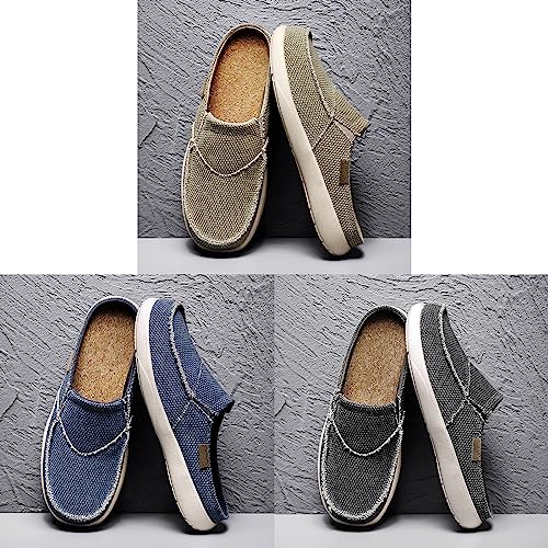 Men's Canvas Slip On Mules,Casual Lightweight Orthotic Walking Shoes Comfortable House Shoes for Plantar Fasciitis Pain Relief3